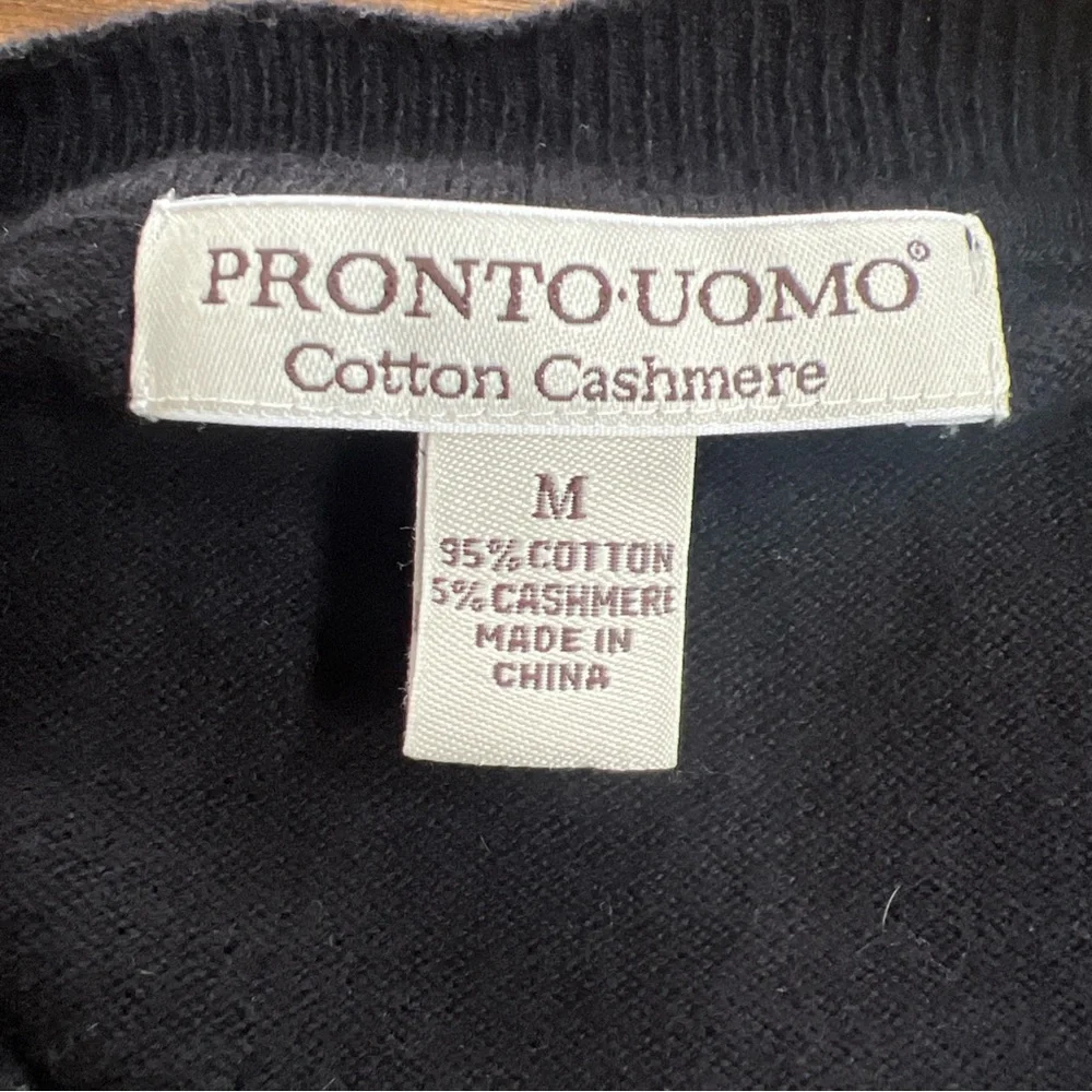 Pronto Uomo Black Cotten Cashmere V-Neck‎ Sweater